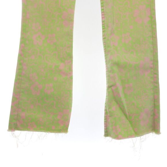 Zara Green Pin Floral Raw Hem Bootcut Jeans Womens Size US 4 - Picture 7 of 11